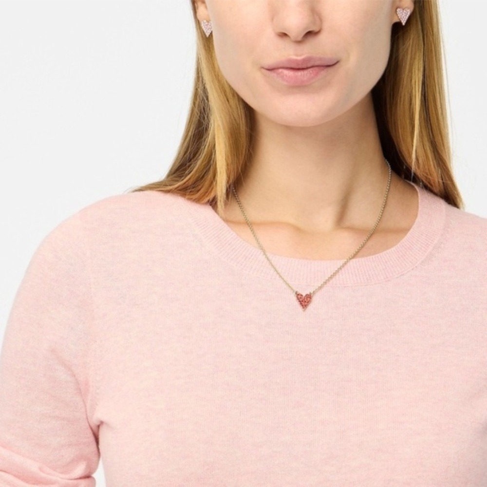 J. Crew Gold Tone Red Crystal Heart Necklace NWT
